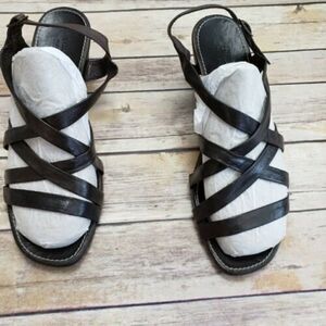mila paoli made in italy brown strappy sandals heel size 40